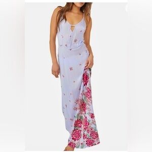 $119‎ Free People [ Large  ] Get to You Floral Maxi Sundress Hydrangea NWOT